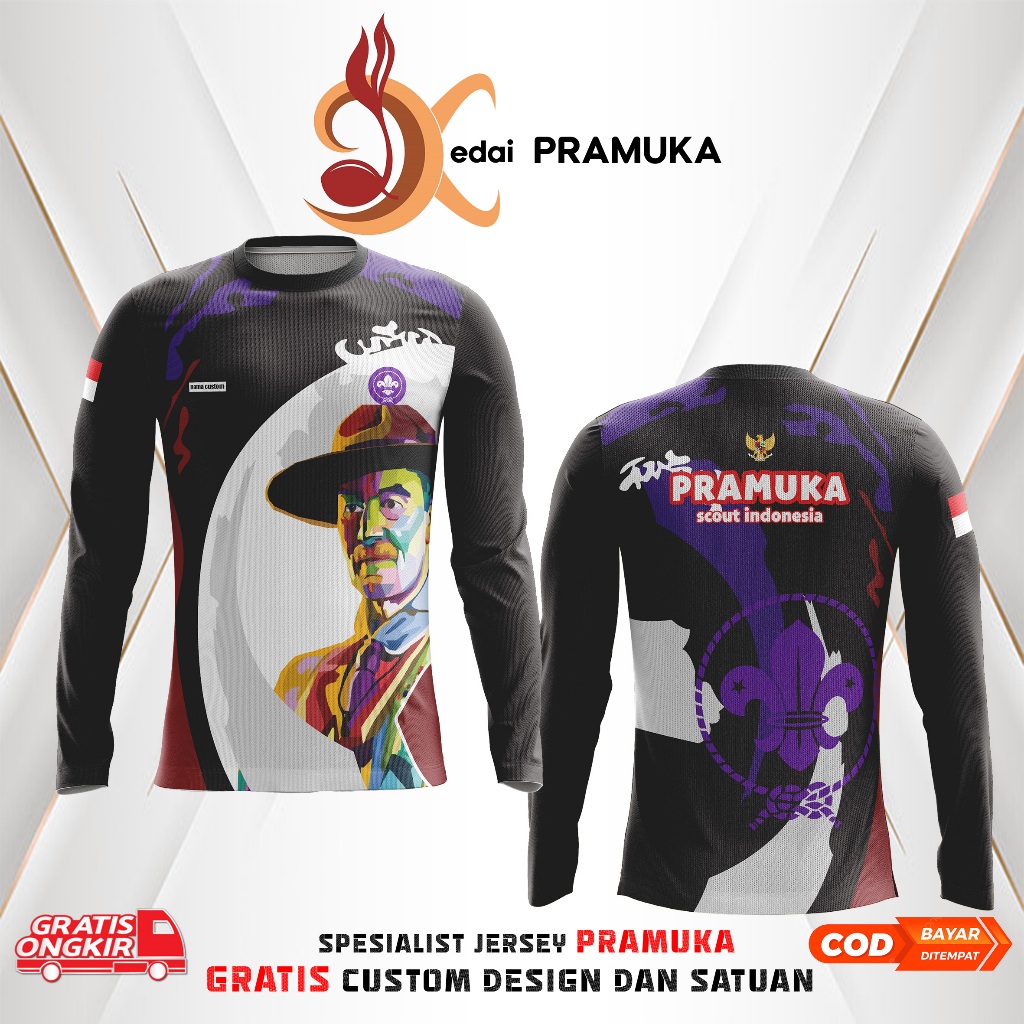 BAJU PRAMUKA FULL PRINTING OUTDOOR DESAIN FREE