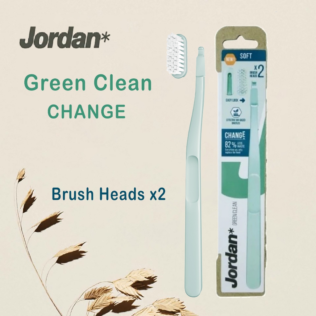 Jordan Green Clean Toothbrush CHANGE Handle Sikat Gigi Lembut Dewasa