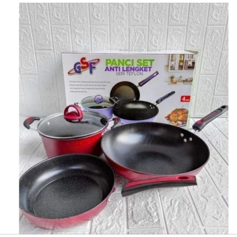 panci set GSF anti lengket 4pcs/ Panci Set GSF Teflon Series