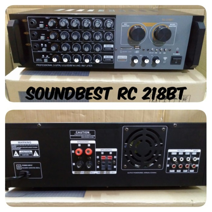 AMPLIFIER SOUNDBEST RC 218 BT / RC-218 BT / RC218 BT RMS 69 WATT GARANSI RESMI SOUNDBEST