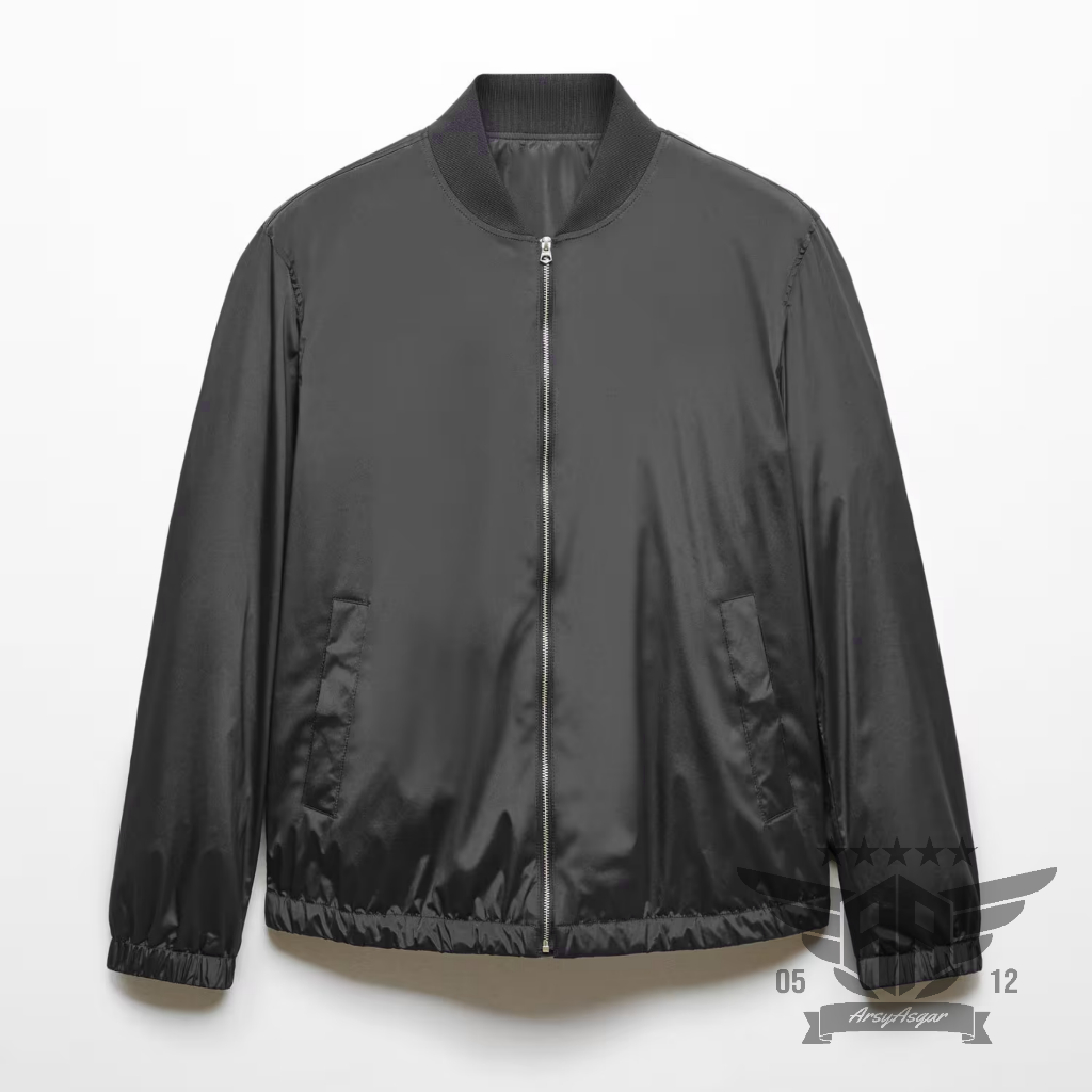 Jaket Pria Bomber Parasut Windbreaker - Hitam