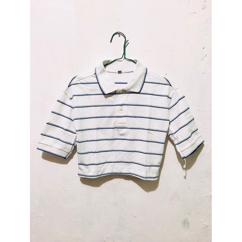 Uniqlo Polo Crop Top Strip