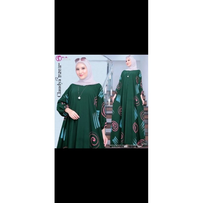 (Grosir Klamby)Kaftan Claudya jumbo Bahan Rayon Tebal premium  Busui resleting
