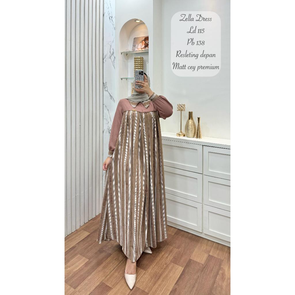 Silviana - Gamis Wanita Dewasa Zella Motif Terbaru Terlaris  | Zea Dress | Plisket Dress