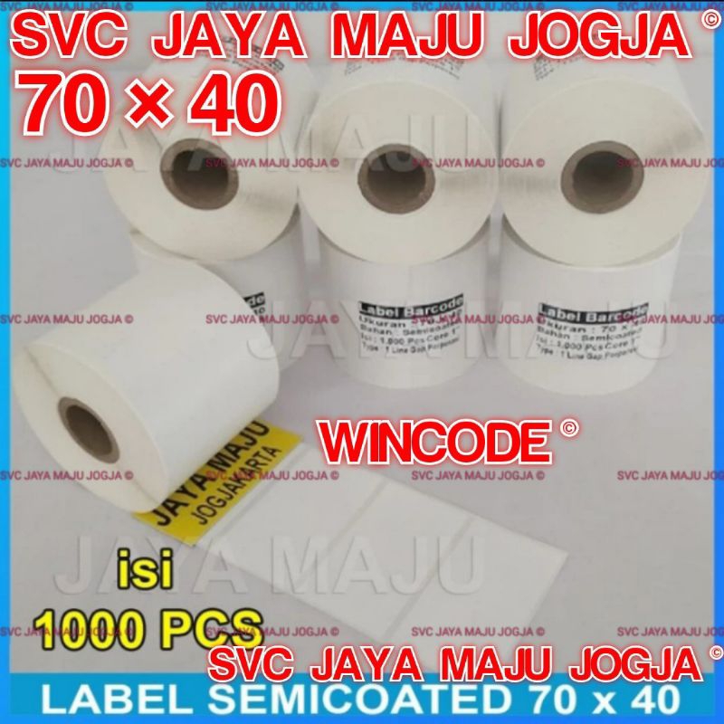 

[ WINCODE ] 70 X 40 - 1 LINE SEMICOATED - FACE IN - ISI 1.000 PCS || CORE 1" || LABEL BARCODE THERMAL TRANSFER PAKAI RIBBON - KERTAS STICKER E-TICKET FARMASI RESEP OBAT APOTEK || 70X40 - C342C C342 C C 342C C 342 C - ISI 1000 PCS