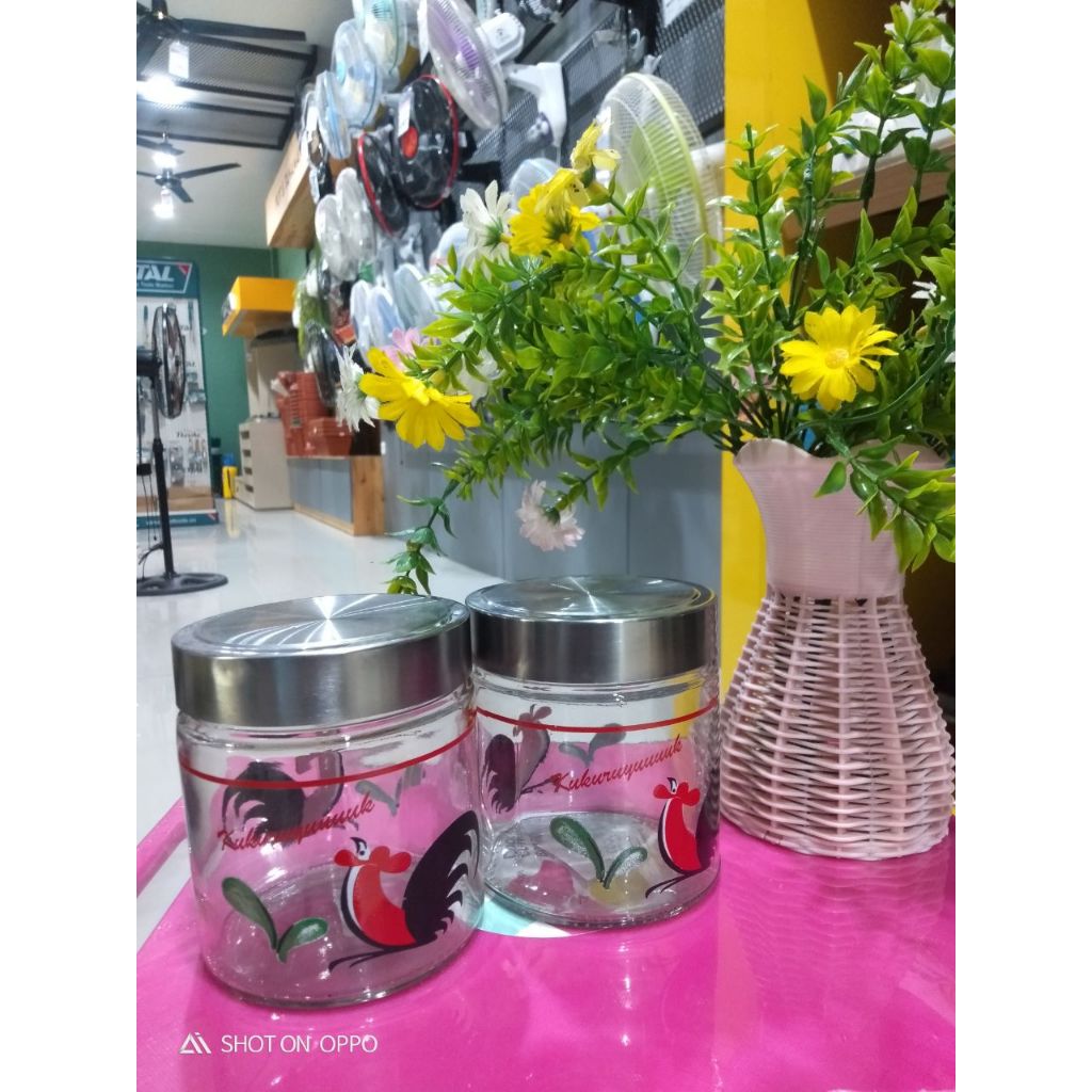 KIG TOPLES TPE 100SL DKR/TOPLES KIG KACA MOTIF AYAM/TOPLES KACA DENGAN TUTUP STAINLESS/TOPLES LEBARA