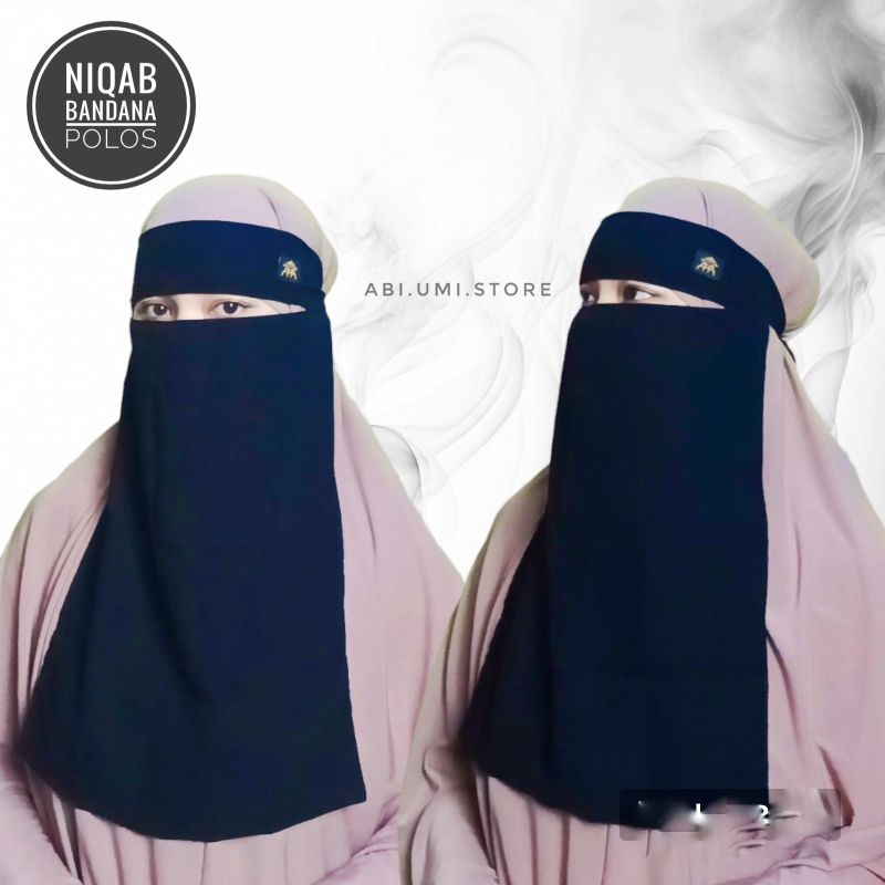 Cadar niqab bandana polos silky jetblack by.raspati hijab