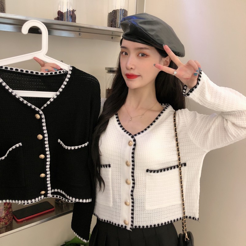 1212 Cardigan Rajutan KoreaLengan Panjang KardiganCardigan WanitaAtasan Vneck Wanita