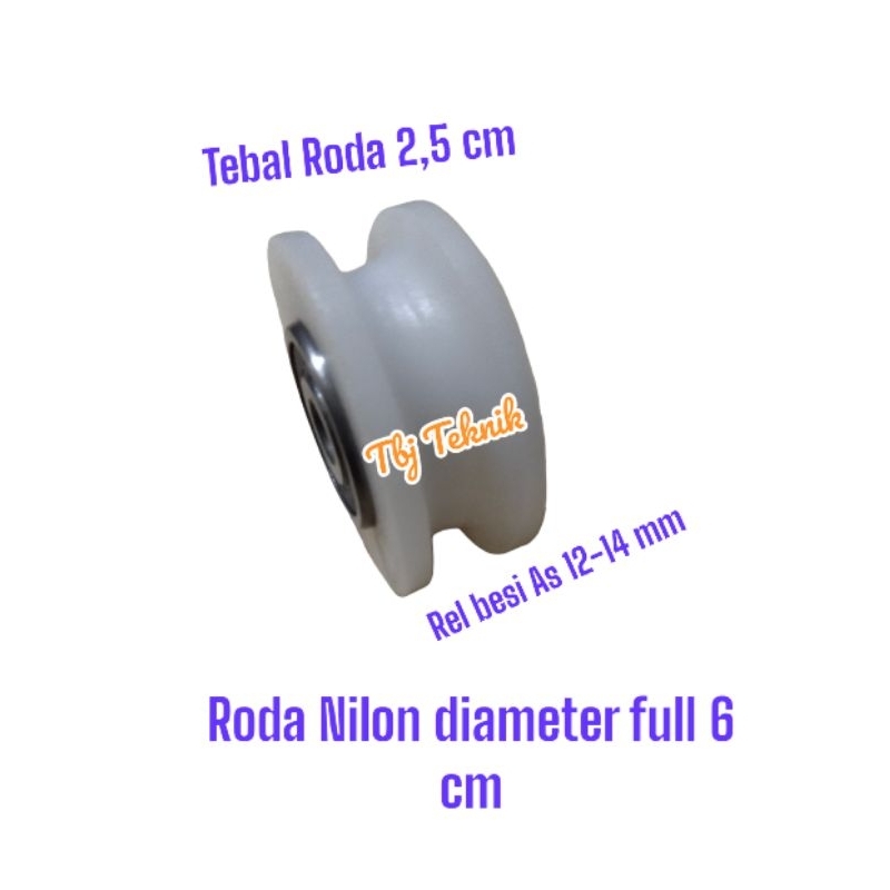 roda pagar nilon 6 cm tanpa rumah roda