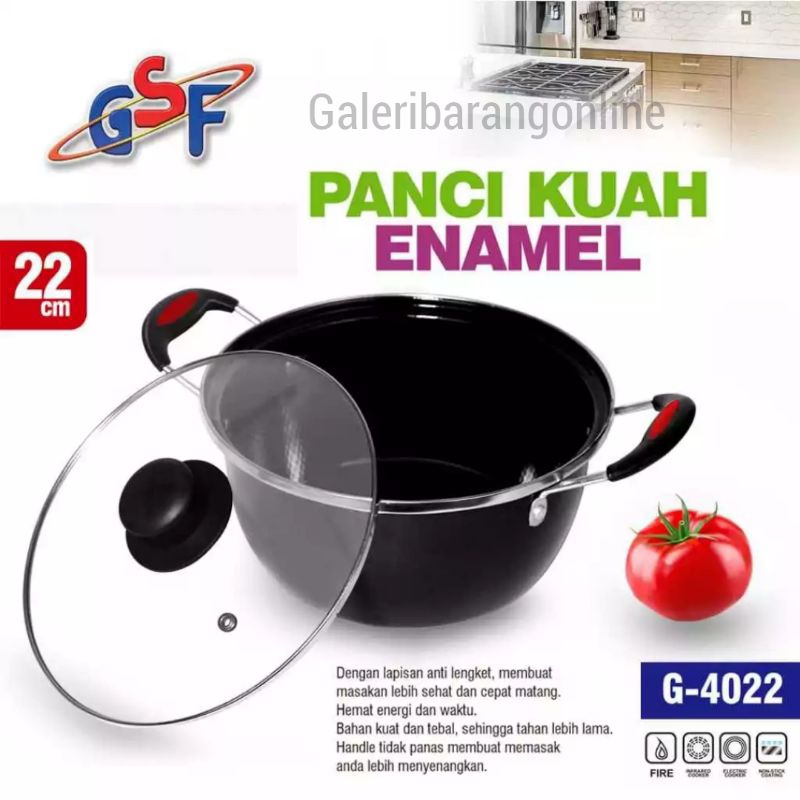 Panci kuah 22 cm enamel anti lengket gsf