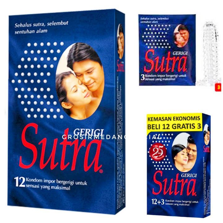 Kondom Sutra Gerigi Biru Ekonomis 3+1 pcs dan 12+3 pcs Kondom dengan Material Lateks Tesktur Bergeri