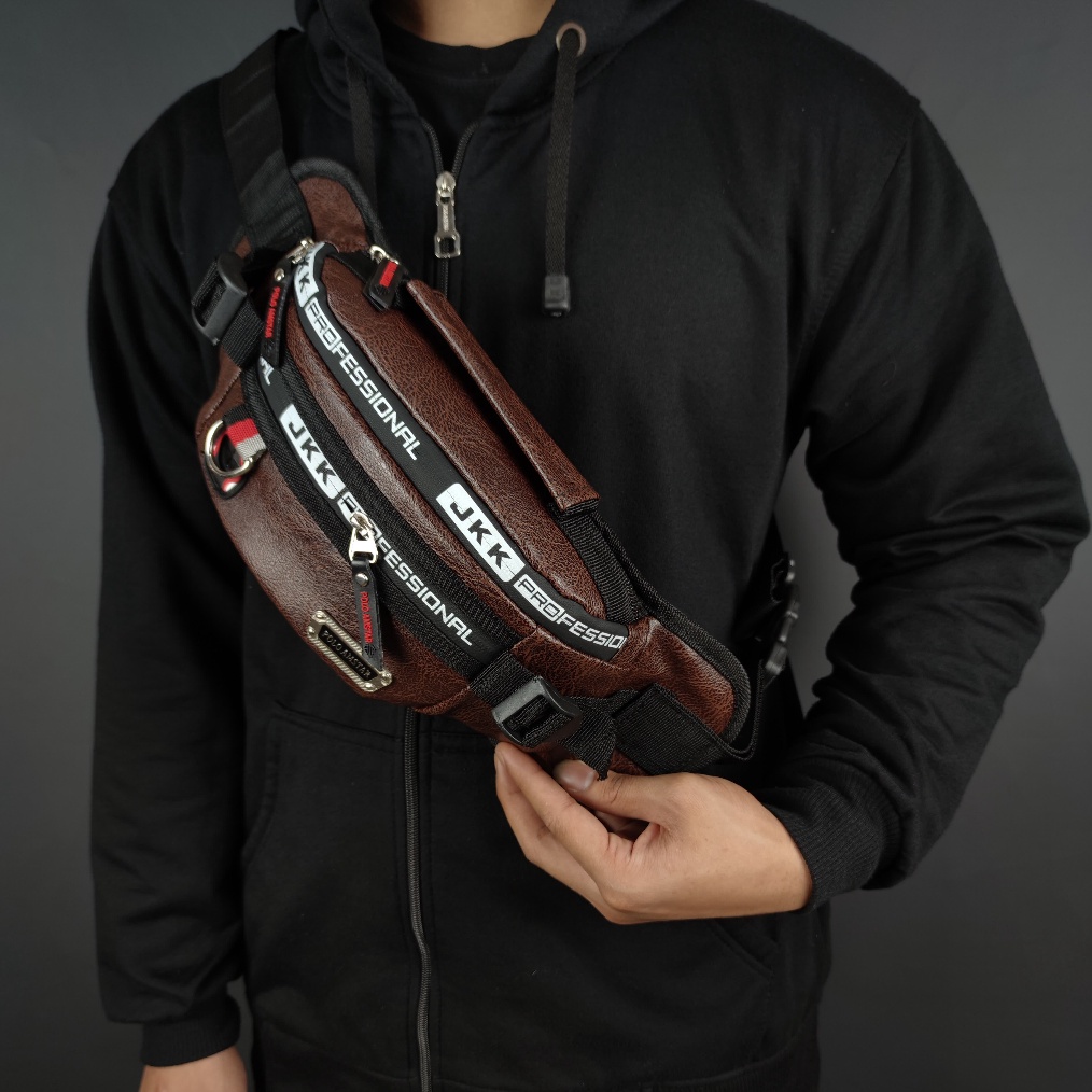 Terbaik Tas Pria Waistbag Kulit PU Leather Import Quality Original Polo Amstar Tas Pinggang Tas Sele