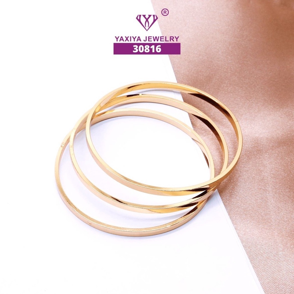 Yaxiya Gelang Keroncong Set 3 Lapis Emas Perhiasan Imitasi 442