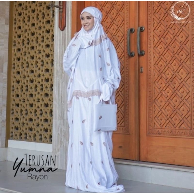 Mukena Putih Mukena Kain Rayon Adem Mukena Terusan Mukena Bordir Cantik Mukenah Lajuran