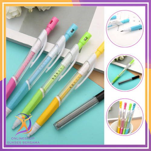 

OSB Pensil Mekanik 2.0mm Mechanical Pencil Graphite Lead Automatic Pensil Cetek 2B Alat Tulis Sekolah dan Kantor Mechanical Pencil Warna Pastel Dengan Serutan