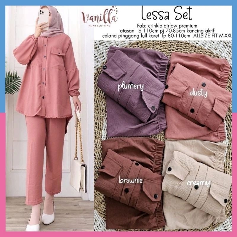 Setelan One Set Rempel Kulot Panjang Fashion Muslim Wanita Oneset Daily Homey Jumbo Big Size Bahan R