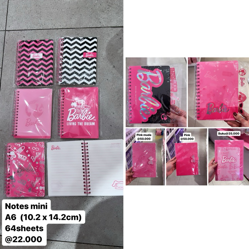 

Buku agenda Miniso Barbie | NoteBook Barbie Miniso X barbie | notebook mini A6 Barbie