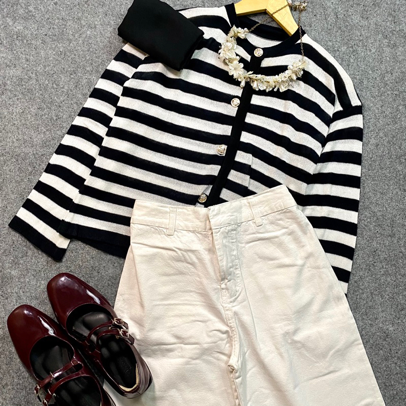 SET AYKO CARDI /paket ootd (cardi rajut+hijab square+kulot jeans)
