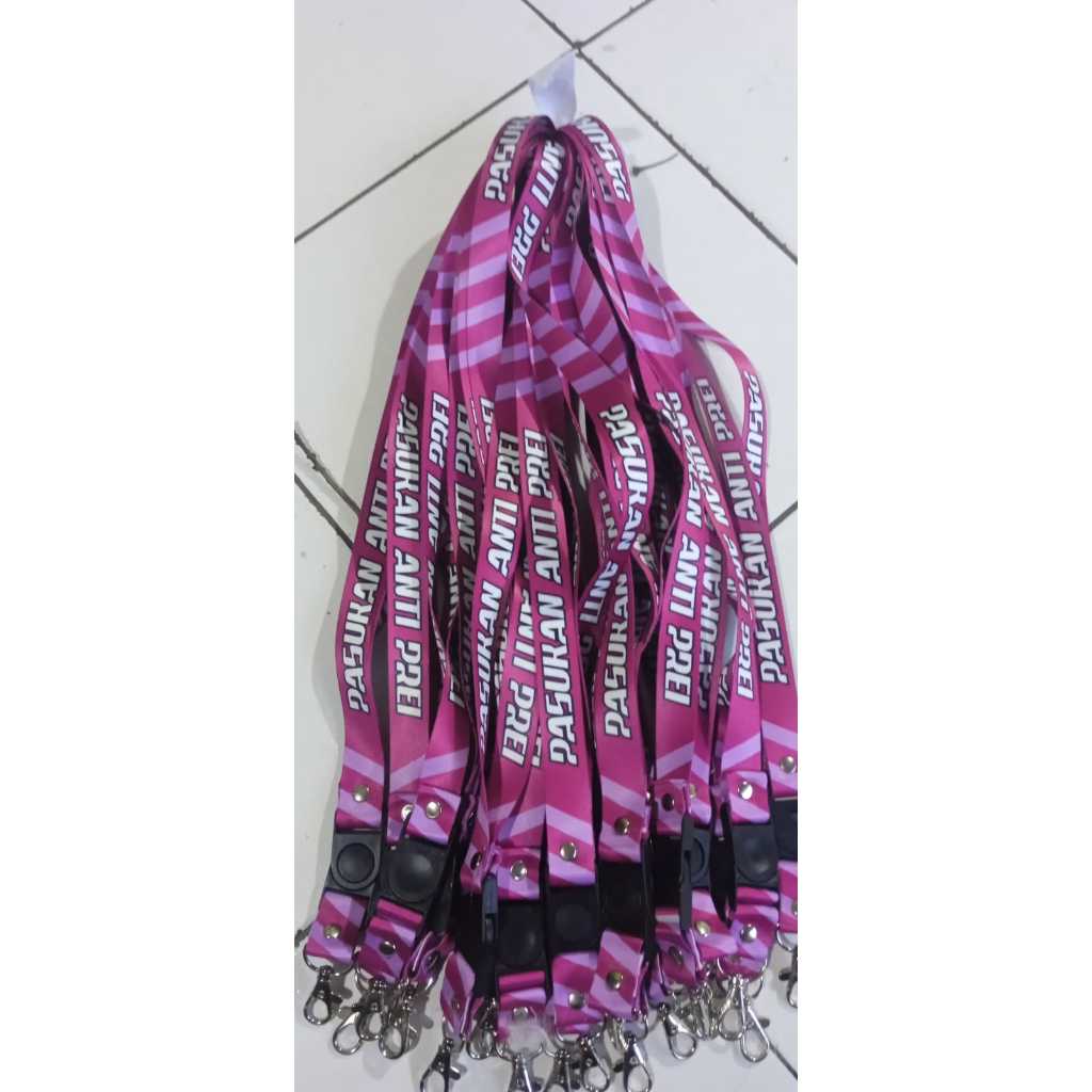 

Lanyard Custom Cetak Tali Id Card Name Text Sablon Bahan Premium Full Color