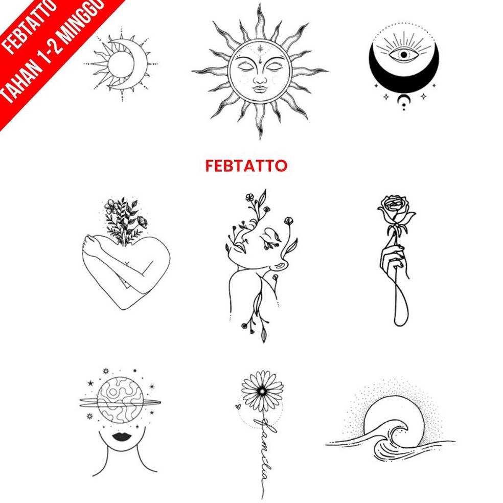 Produk Ekslusif Tato Temporer Bunga Matahari Tato kecil Stiker Tatto Bulan  MADU 917