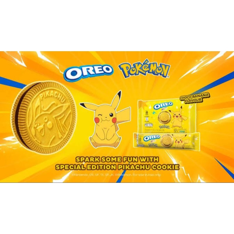 

Oreo pikachu cookies, banana chocolate. Card pokemon, Limited edition