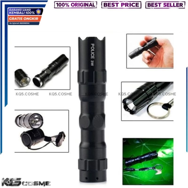 ORIGINAL SWAT POLICE LED Emergency Senter Polisi Mini Super Terang Senter Camping