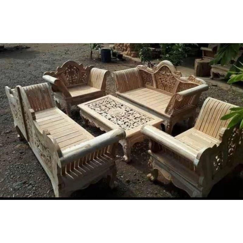 set kursi tamu madura 3211 meja kayu jati