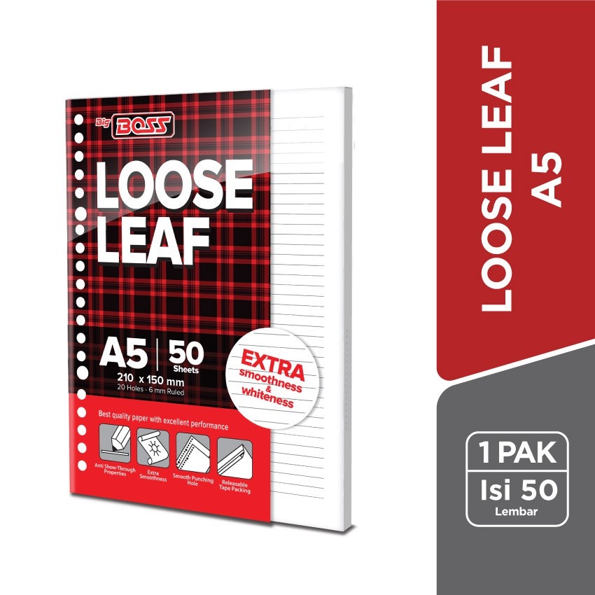 

(1Pak isi 50 Lembar) BigBoss Loose Leaf A5 50 Lembar