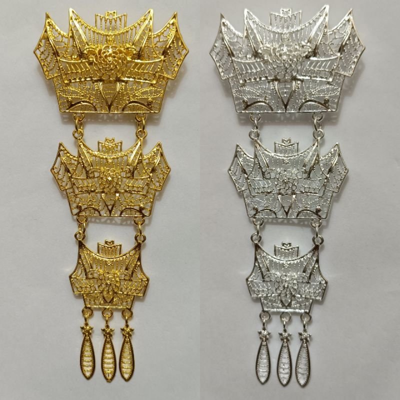 jewelry36 Kalung & Bros Pin Brooch Susun Adat Kebaya KutuBaru Kuning Putih Permata Polos Hijab Pesta