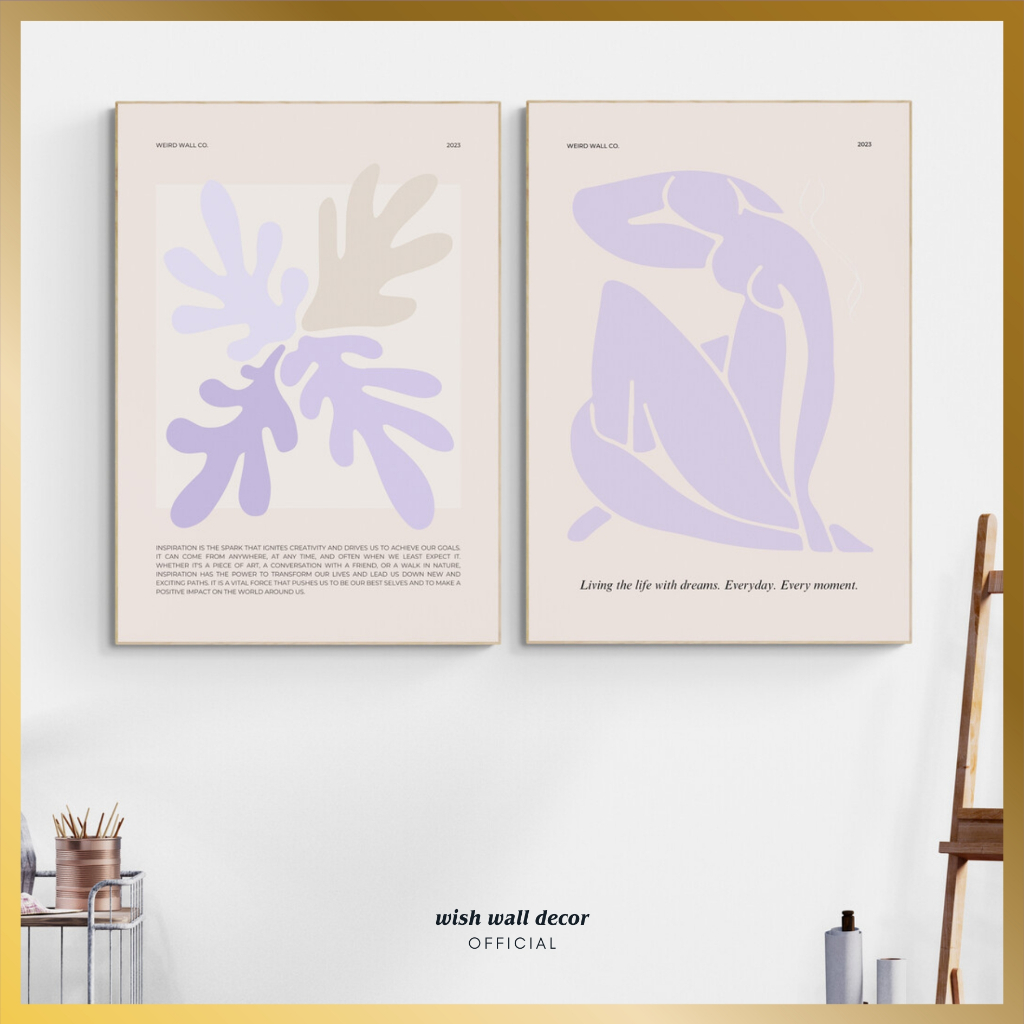Hiasan Dinding Aesthetic 20x29 cm - Dekorasi Dinding Warna Ungu Lilac - Pajangan Dinding Ruang Tamu 