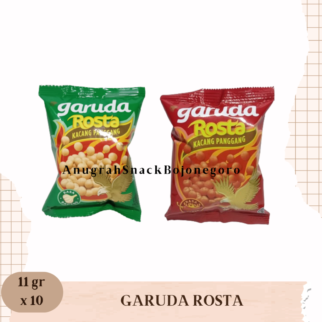 

Garuda Rosta Kacang Panggang Renceng 11gr x 10 (Bawang / Pedas)