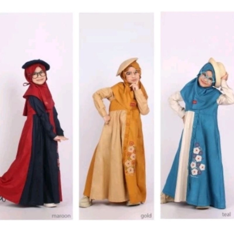 Gamis muslim anak perempuan terbaru by rumah Dannis size 3-12