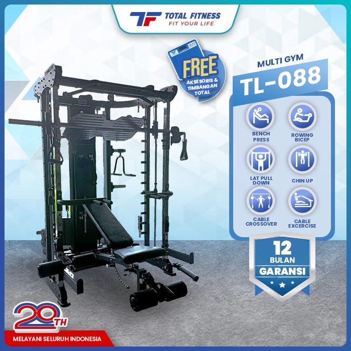 TOTAL FITNESS Home Gym Multi Gym Power Rack Alat Olahraga Alat Fitness TLHG-088