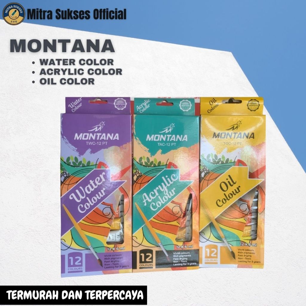 

CAT ACRYLYC / ACRYLYC COLOUR MONTANA 12 WARNA TERMURAH