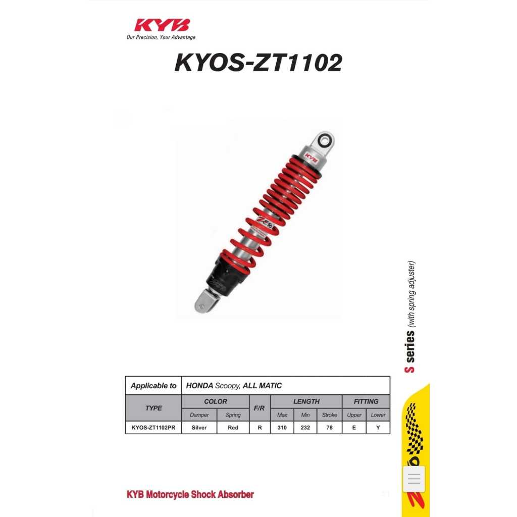 SHOCKBREAKER ALL HONDA MATIC SCOOPY ORIGINAL KYB KYOS-ZT1102