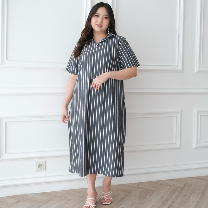 FINA DRESS BIGSIZE - DRESS WANITA MELAR STRETCH BIGSIZE BIG SIZE JUMBO BESAR OVERSIZE OVERSIZED MURA