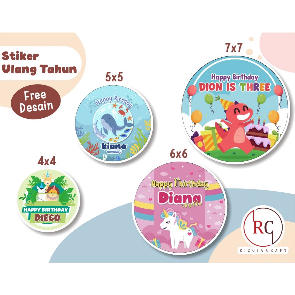 

Stiker ulang tahun anak custom premium/souvenir