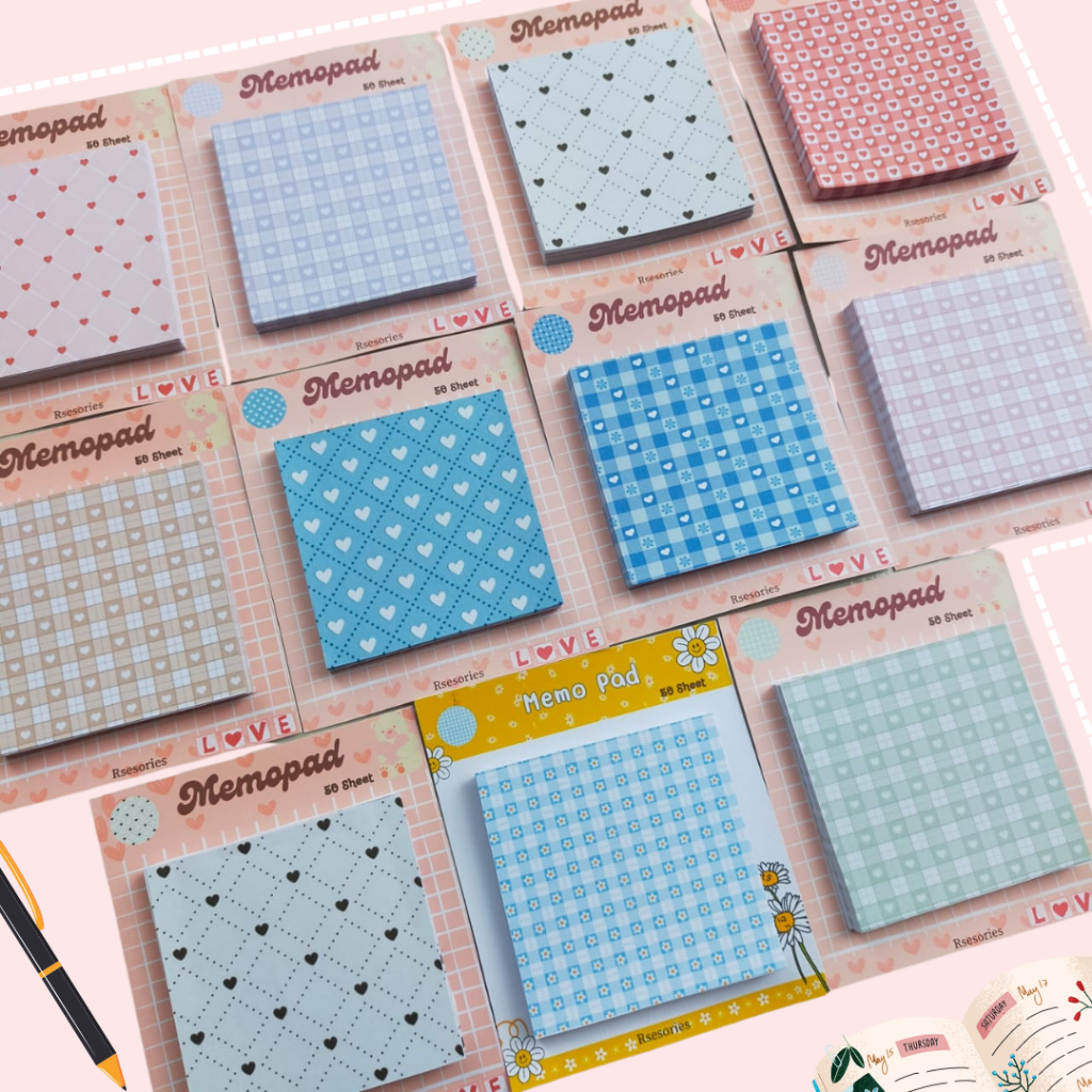 

memopad love grid kotak kotak aesthetic 50 lembar