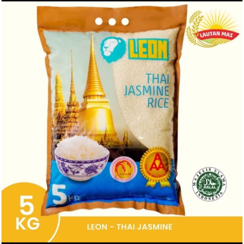 

Beras Leon Thai Jasmine Rice kemasan 5 kg Premium Quality Mantap