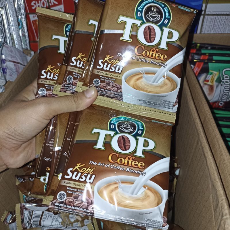 

(10+2) TOP Kopi Coffee Susu 1 Renceng Isi 12 Bubuk Sachet Rcg 31gr