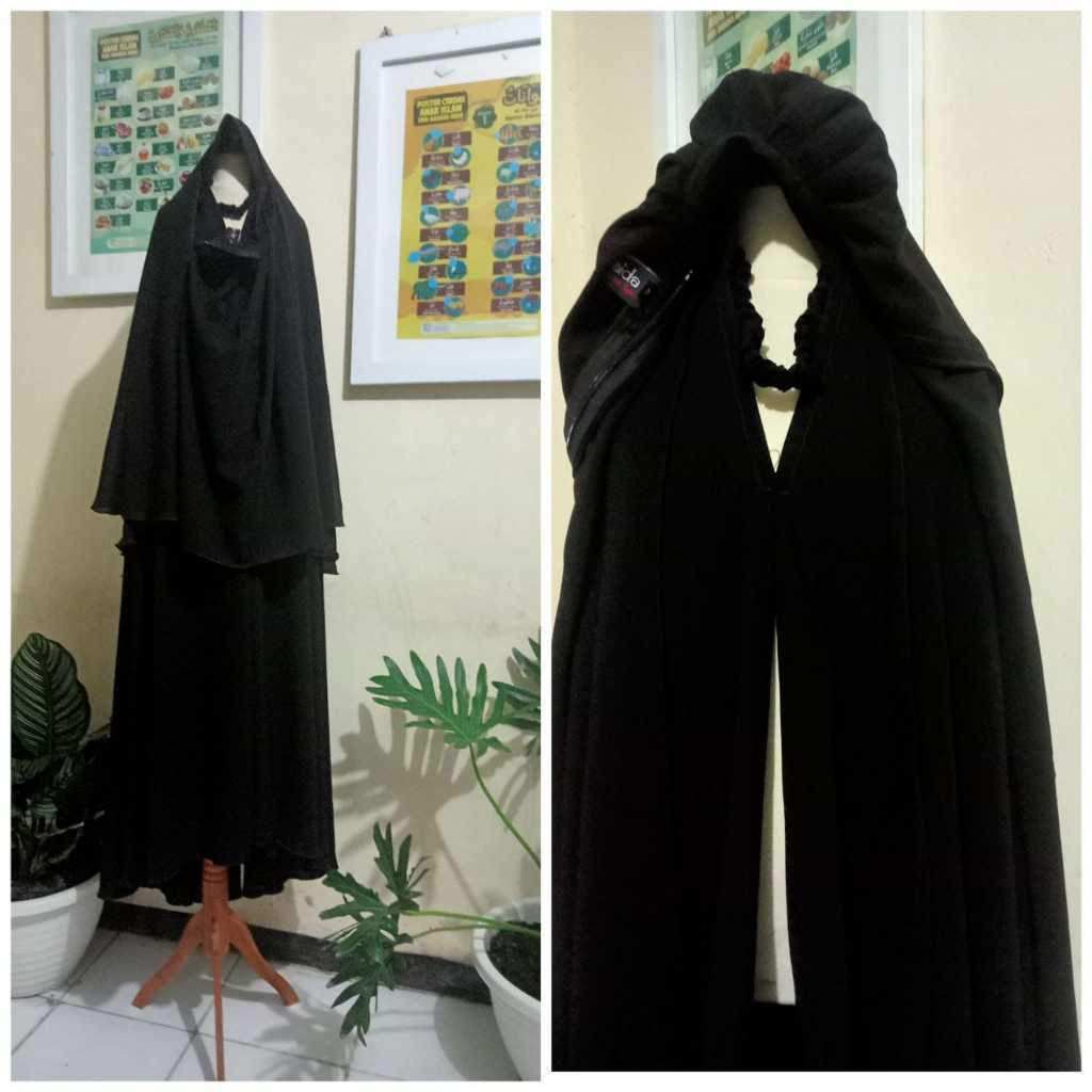 Jilbab Safar Az-Zaida Burdah Jet Black Bonanza