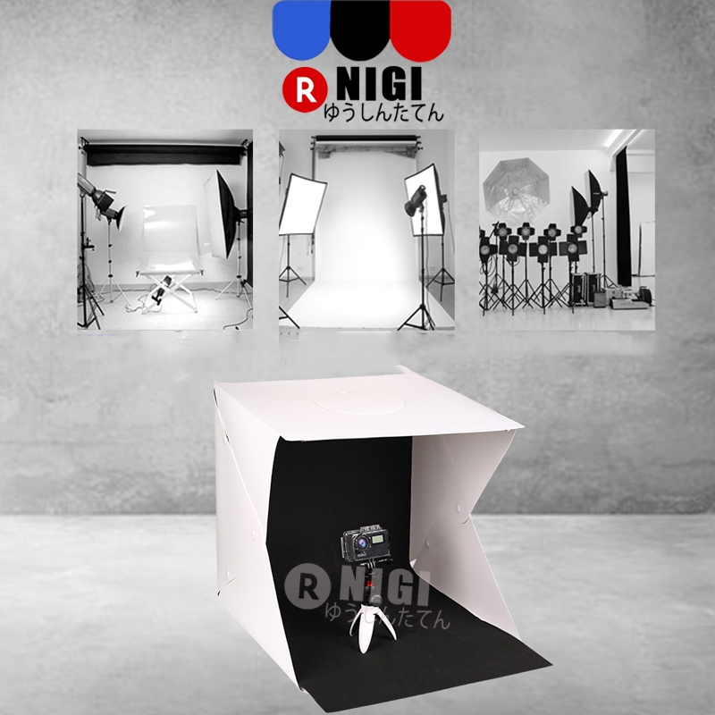 NIGI Mini Photo Box Kotak Studio Foto Lampu LED dan Latar Belakang