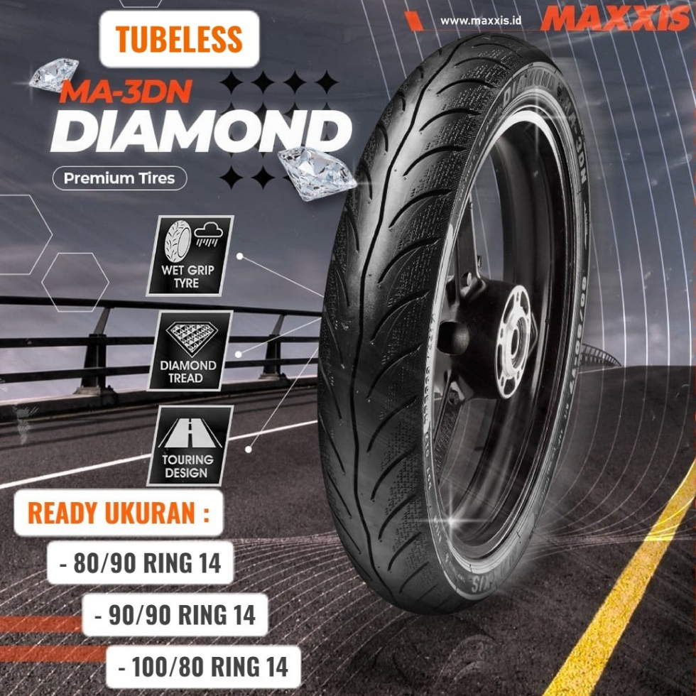 BAN LUAR MAXXIS DIAMOND 80/90 90/90 100/80 RING 14 MA3DN TUBELESS - MAXXIS TIRE