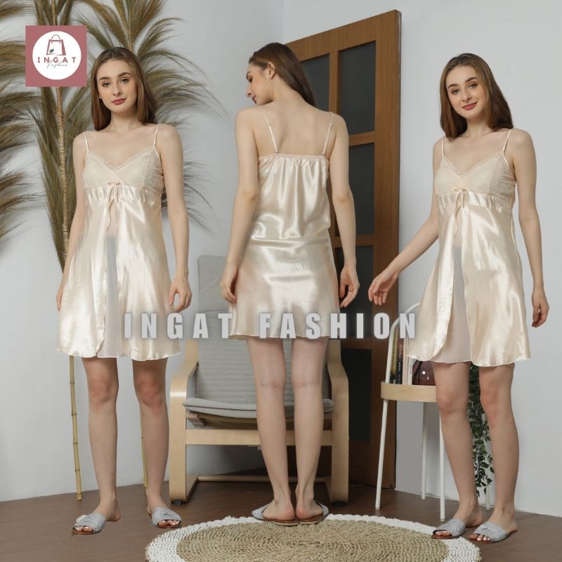 DASTER SATIN WANITA DEWASA BAJU TIDUR SEXY TALI KECIL-YJ 11