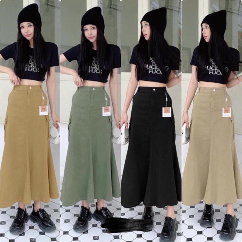 ROK CARGO MERMAID JEANS / ROK CARGO WANITA