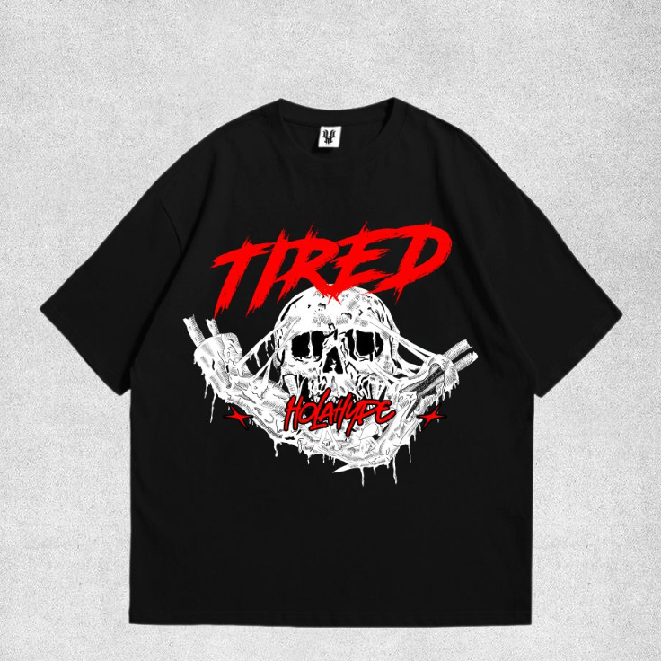 KAOS DISTRO ORIGINAL / TIRED / METAL / KAOS DISTRO HITAM PRIA WANITA / METALICA / STREETWEAR / ATASA