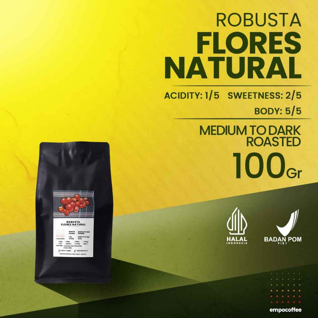 

Empo Coffee Biji Kopi Bubuk Robusta Flores Bajawa Coffee Roasted Bean Espresso Roast Coffe Beans 100 Gram