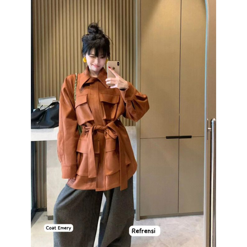 Long coat casual suede import FREE BELTH #135