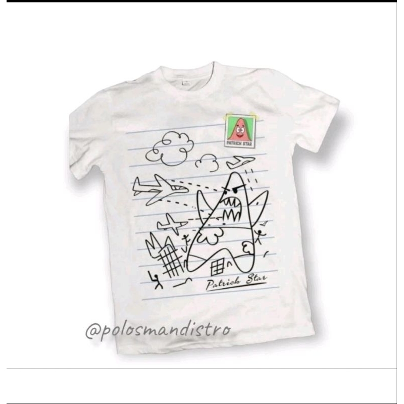 KAOS TANDA TANGAN PATRICK, Kaos Lucu Spongebob anak2