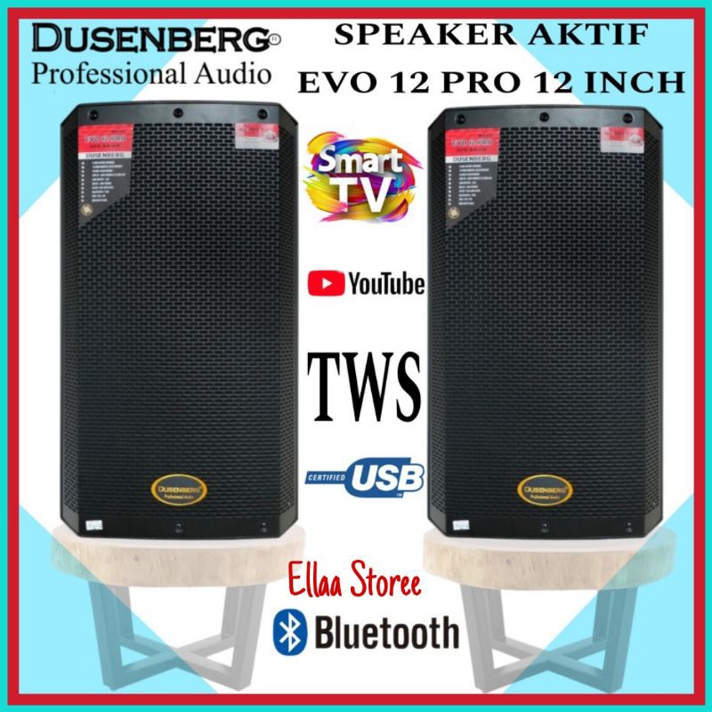 Speaker Aktif DUSENBERG EVO 12 PRO 12 Inch Bluetooth, Tws, Usb- 2 Unit